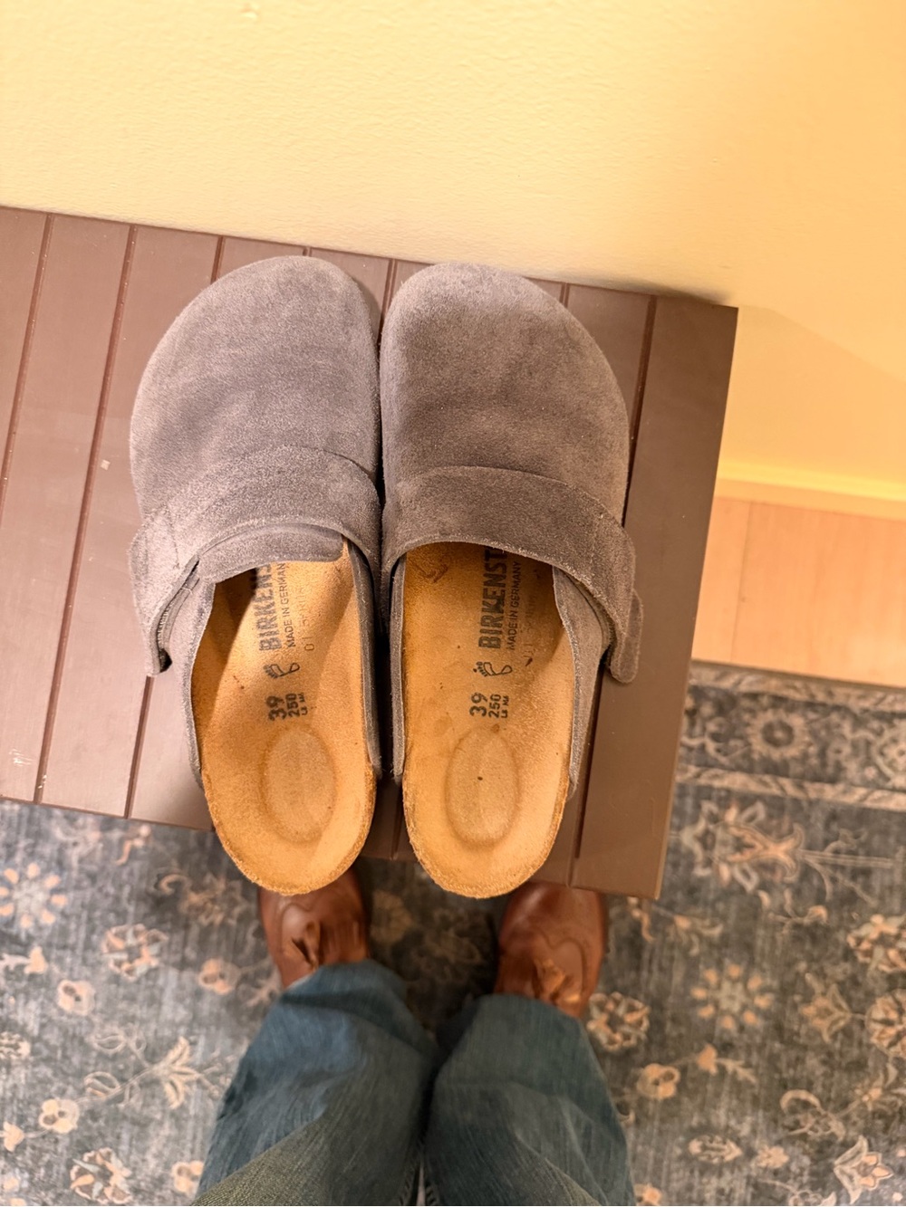 Birkenstock Grey Suede Slip-On Clogs